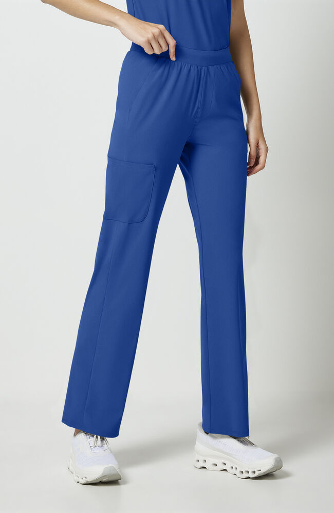 Women's Scrub Set: Shaped 2-Pocket V-Neck Scrub Top & 4-Pocket Interior Drawstring Straight Leg Scrub Pant