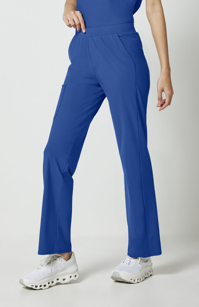 Women's Scrub Set: Shaped 2-Pocket V-Neck Scrub Top & 4-Pocket Interior Drawstring Straight Leg Scrub Pant