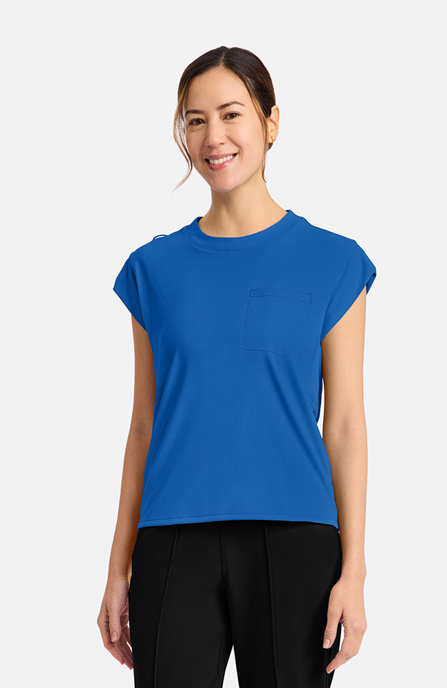 Women's Scrub Set: Tuck-In Chest Pocket Crew Neck Scrub Top & 5-Pocket Pull-On Jogger Scrub Pant