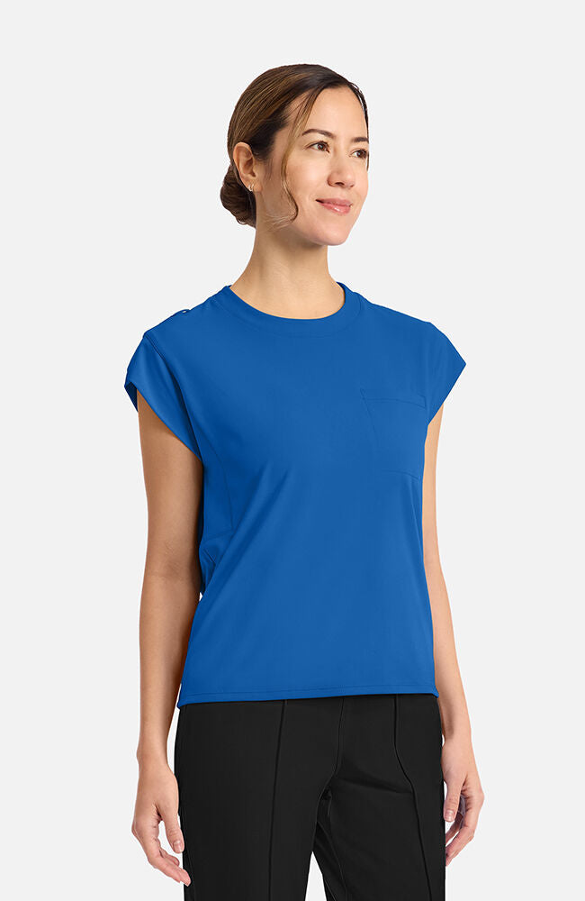 Women's Scrub Set: Tuck-In Chest Pocket Crew Neck Scrub Top & 5-Pocket Pull-On Jogger Scrub Pant