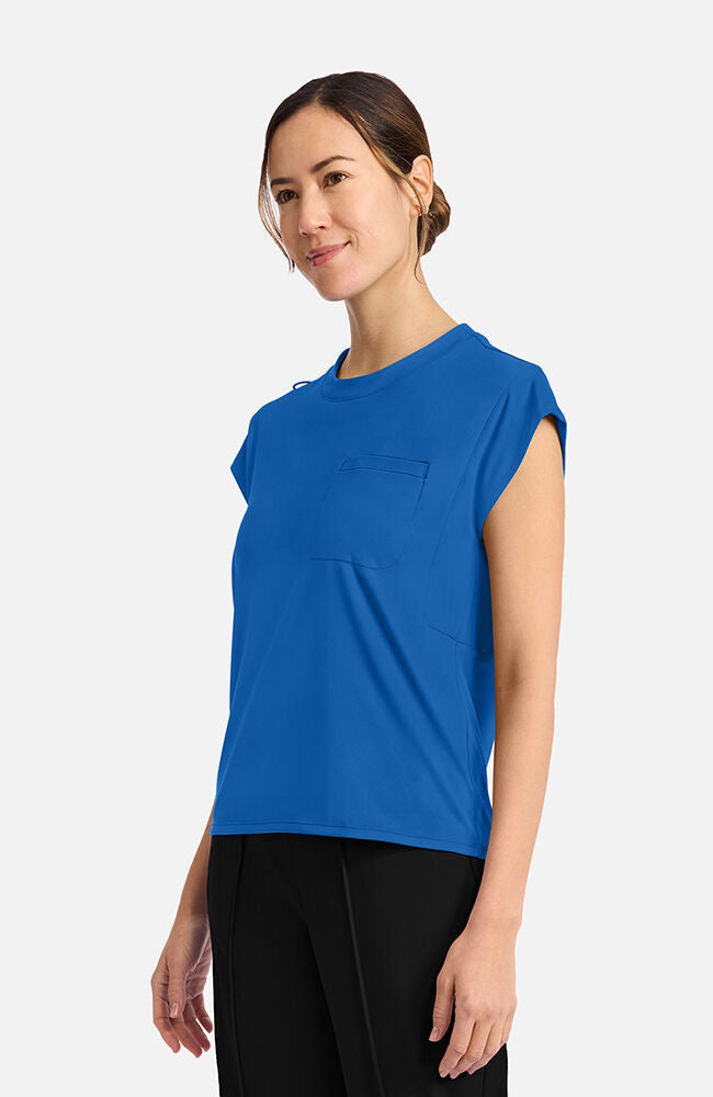 Women's Scrub Set: Tuck-In Chest Pocket Crew Neck Scrub Top & 5-Pocket Pull-On Jogger Scrub Pant