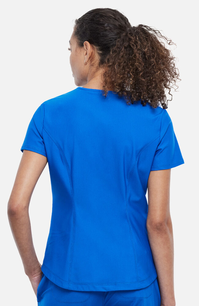 Women's Scrub Set: Tuck-In Knit Mesh V-Neck Scrub Top & 5-Pocket Trouser Scrub Pant