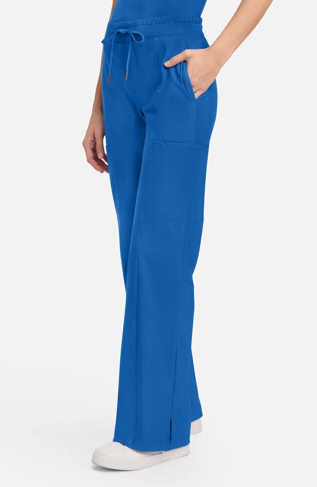 Women's Scrub Set: Tuck-In Knit Mesh V-Neck Scrub Top & 5-Pocket Trouser Scrub Pant