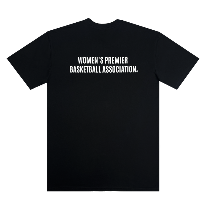 Back view of black WPBA hoodie with Women's Premier Basketball Association.
