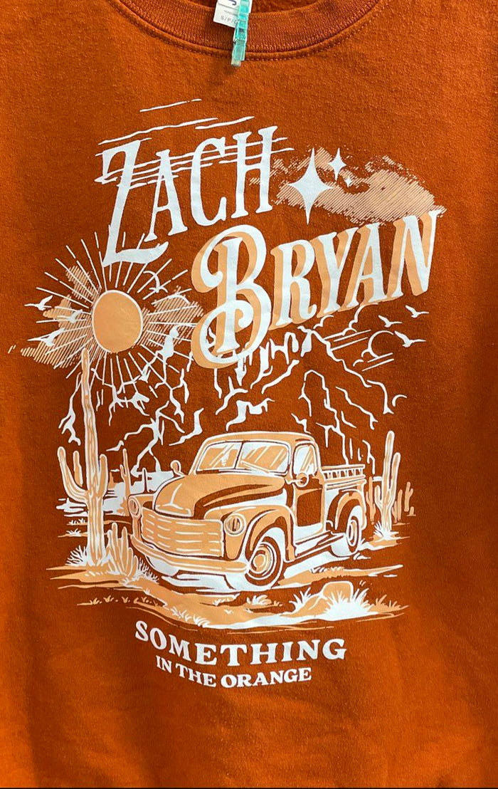 Zach Bryan Something in the Orange Crewneck Sweatshirt Men's Orange Sz S