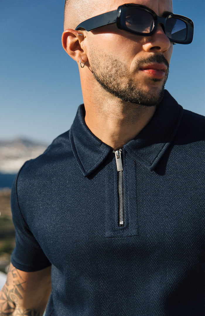 Zig Zag Polo in Navy